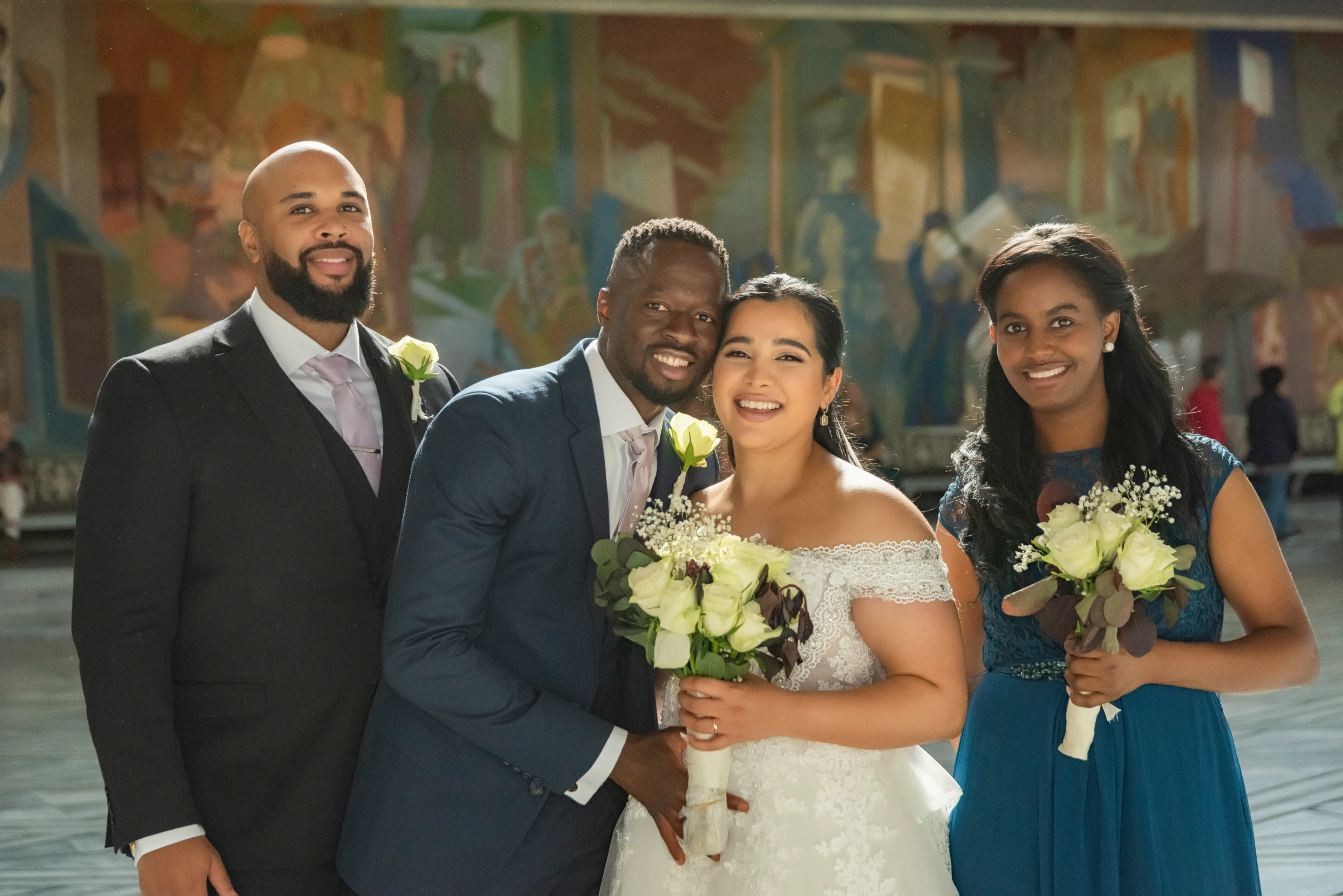 A group of people standing next to each other.